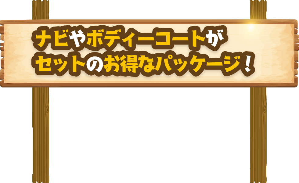 ナビやボディーコートがセットのお得なパッケージ! ※特別装備品および諸費用詳細については、営業担当者にお問い合わせください。